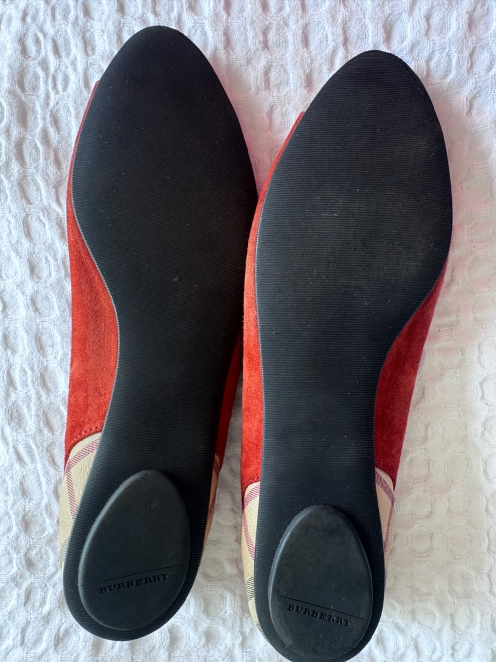 Burberry Suede Ballet Flats with Check Toe - Picture 8 of 12